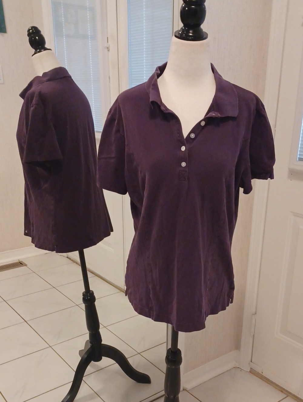 4/$30 Deep Plum Polo Shirt - Size Large